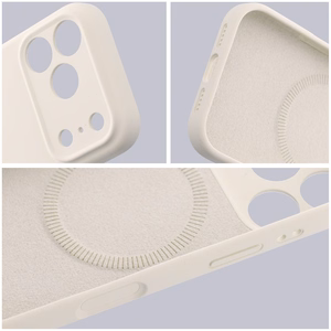 Dėklas iPhone 17 Pro Max / 18 Pro Max (žemas kameros kraštas) Forcell F-Protect Rubber Premium, suderinamas su MagSafe, antikinės baltos spalvos