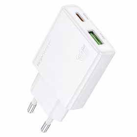 Borofone Įkroviklis BN25 Wish (Ultra Thin) - USB + Type-C - PD QC 3.0 30W baltas