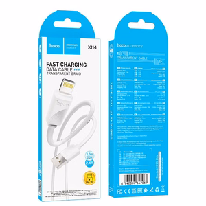 Kabelis USB A į Lightning Hoco 2,4A 1 m X114 baltas