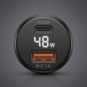 Blavec Automobilinis įkroviklis BS-04B-C Volt - USB + Type C - QC 3.0 18W PD 30W su Type C to Type C cable (CCBS04BCV-UCB) juodas