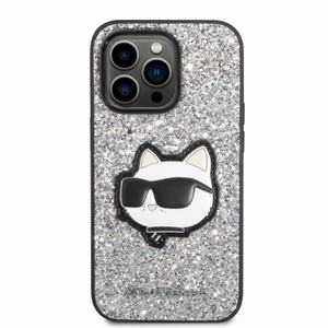 Karl Lagerfeld KLHCP14XG2CPS iPhone 14 Pro Max 6.7" sidabrinis/sidabrinis kietasis dėklas Blizgučiai Choupette Pleistras