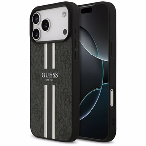 GUESS dėklas telefonui IPHONE 17 Pro Max, suderinamas su MagSafe GUHMP17XP4RPSK (4G Printed Stripes), juodas