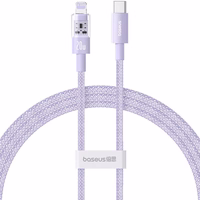 Baseus Gem USB-C ir iP greitojo įkrovimo kabelis 1 m 20 W Violetinė