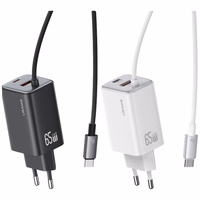 Tinklo įkroviklis USAMS JC Series CC266 65W GaN Fast Charger 2xUSB-C 1xUSB-A baltas
