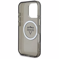 Guess IML Metal Mountain Logo Magnetinis iPhone 16 Pro dėklas - juodas