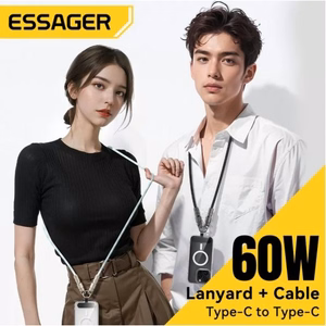 USB Laidas Essager Rope mėlynas 60W Type-C / Type-C 30cm