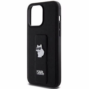 Karl Lagerfeld Gripstand Saffiano Choupette Pins dėklas telefonui iPhone 13 Pro / 13 - juodas