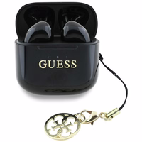 Belaidės ausinės TWS Guess Effect Printed Classic Logo & Charm juodos spalvos