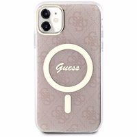 Guess GUHMN61H4STP iPhone 11 6.1" rožinis/rožinis kietas dėklas 4G MagSafe