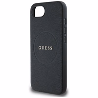 Guess PU Grained Classic Logo dėklas telefonui iPhone 16e su MagSafe - juodas