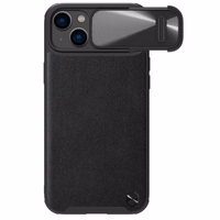 Nillkin CamShield Leather S dėklas iPhone 14 dėklas su kameros dangteliu juodas