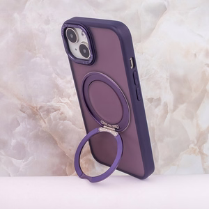Dėklas telefonui Mag Ring su sukiojamu žiedu iPhone 15 Pro 6,1" violetinis
