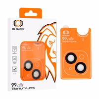 Apsauginis stiklas Tel Protect Titanium Lens 99% AR ant kameros Iphone 14/14 Plus/16e juodas (2 lęšiai)