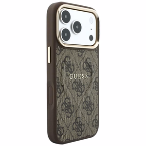 Guess Embossed 4G Classic MagSafe dėklas, skirtas iPhone 17 Pro Max / 18 Pro Max, rudas