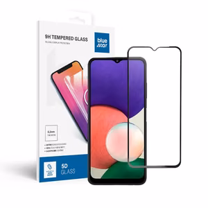 Apsauginis stiklas Blue Star - SAMSUNG A22 5G pilnas paviršius (pilnas klijavimas su rėmeliu/mažas dydis) - juodas Apsauginis stiklas Blue Star