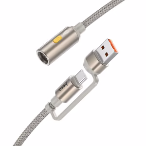 Кабель USB A / USB C to автомобильный прикуриватель Hoco 0,3 м UA38B золотой