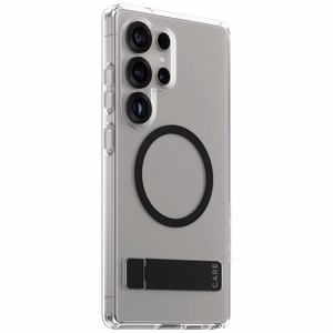 CARE by PanzerGlass Funkcinis juodas stovas & QI dėklas telefonui Samsung Galaxy S25 Ultra - Permatomas