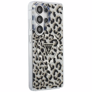 GUESS dėklas for SAMSUNG S26 Ultra GUHMS26LHLEGTGLK (Magnetic IML Leopard Print Triangle) juodas