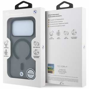 BMW Sign Frosted IML & MetalL Logo MagSafe dėklas, skirtas iPhone 17 Pro Max / 18 Pro Max – juodas