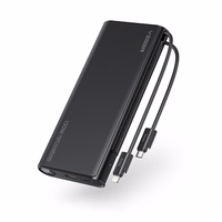 VEGER išorinė baterija 25000 mAh su įmontuotais kabeliais Type C / Lightning PD 130W TCE130 (W2503) juoda