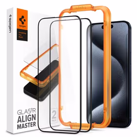 Spigen ALM Glass FC grūdintas stiklas iPhone 15 Pro - juodas 2 vnt.