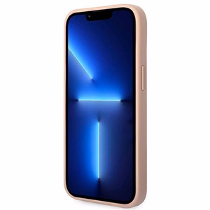 Guess GUHCP14MPSASBPI Saffiano with Metal Logo dėklas, skirtas iPhone 14 Plus, rožinis