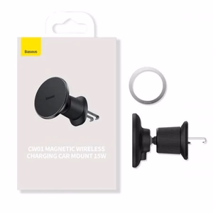 Automobilinis laikiklis Baseus CW01_v2 juodas (15W / Magsafe suderinamas) (magnetinis / oro groteles)