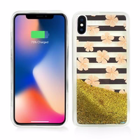 Zizo Liquid Glitter Star dėklas iPhone X (rožinis Flowers)