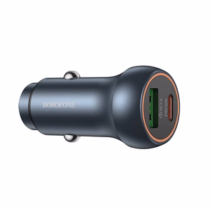 Borofone автомобильное зарядное устройство BZ32B Fresh - USB + Type C - QC 3.0 PD 48W серое