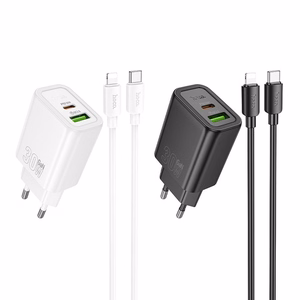 Įkroviklis Hoco N63 + "USB-C (Type-C) to Lightning Cable" (1xUSB-C;1xUSB 30W) juodas