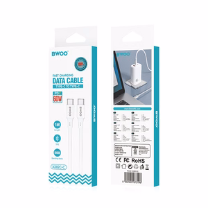 BWOO Kabelis USB-C - USB-C 1m 60W ABS + TPE X282 C-C baltas
