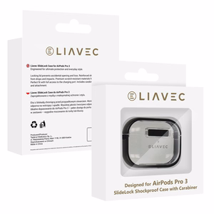 Liavec SlideLock Dėklas for Apple AirPods Pro 3 skaidrus-juodas