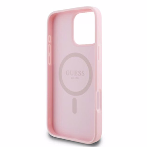 Guess Bijūnų užrašas Magnetinis dėklas telefonui iPhone 16 Pro - rožinis