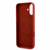 Karl Lagerfeld silikoninis Magnetinis dėklas telefonui iPhone 16 Plus su Karl & Choupette galvų žiedu - raudona