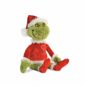 Grinch ekologiškas pliušinis žaislas su Kalėdų Senelio kostiumu, 43 cm