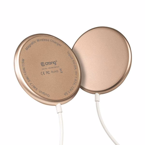 Crong MagSpot aliumininis 15 W magnetinis belaidis įkroviklis, suderinamas su MagSafe, aukso spalvos