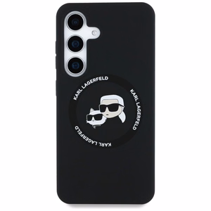 Karl Lagerfeld silikoninis dėklas telefonui Double Heads ir Circle MagSafe Samsung Galaxy S25 juodas