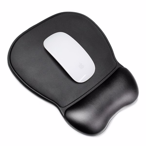 Ergonominis pelės kilimėlis ir riešo atrama gelio eko oda didelis neslystantis - juodas