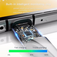 USB Laidas Essager "Rous" Juodas "Lightning" 100cm su LED indikatoriumi