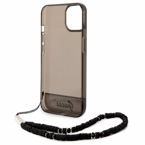 Guess GUHCP14MHGCOHK iPhone 14 Plus 6.7 "juodas/juodas kietas dėklas Translucent Pearl Strap