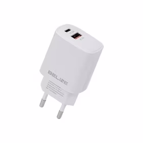 Beline Tinklo įkroviklis 1x USB-C + 1x USB 30W balta (tik galvutė) PD 3.0 + QC 3.0 BLN2CW30 GaN