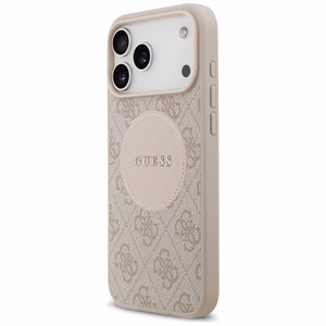 GUESS dėklas telefonui IPHONE 17 Pro Max, suderinamas su MagSafe GUHMP17XP4PGRSGP (PU 4G apskritimas su klasikiniu logotipu) rožinis