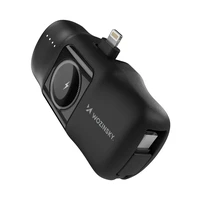 Wozinsky WF16-YLS 5000mAh 15W Lightning mini išorinė baterija su įmontuotu USB-C kabeliu ir Apple Watch įkrovikliu - juoda