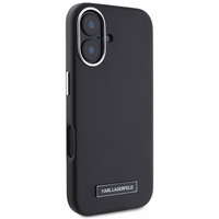 Karl Lagerfeld FW Metal Plate Magnetinis iPhone 16 Plus dėklas - juodas