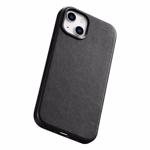 iCarer Dėklas Odinis viršelis iPhone 14 Plus natūralios odos dėklas juodas (suderinamas su MagSafe)