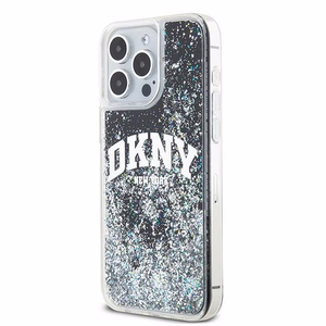 DKNY dėklas telefonui iPhone 15 Pro Max 6,7" DKHCP15XLBNAEK juodas HC skysti blizgučiai su arkinis logotipas