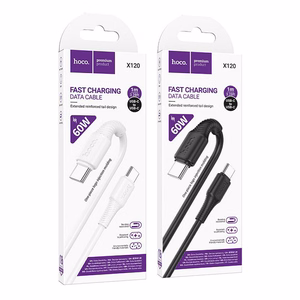 Kabelis USB C į USB C Hoco 3A 60W 1 m X120 baltas