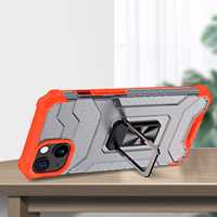 Permatomas žiedinis dėklas su stovu, tvirtas ir atsparus smūgiams, skirtas iPhone 12 mini, raudonas