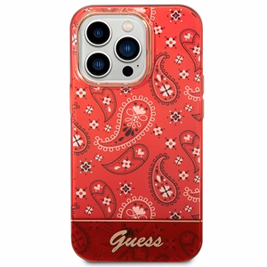 Guess GUHCP14XHGBNHR iPhone 14 Pro Max 6.7" raudonas/raudonas kietas dėklas Bandana Paisley