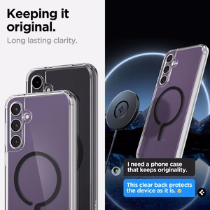 Spigen Ultra Hybrid OneTap Ring magnetinis dėklas telefonui su MagSafe Samsung Galaxy S23 FE - skaidrus juodas